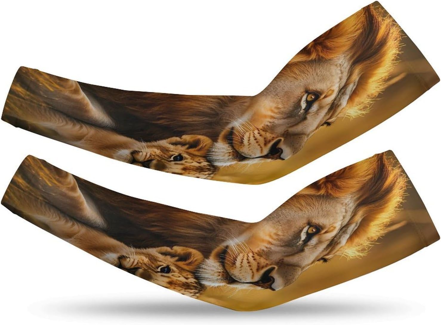 Lion Family Print Animal Arm Sleeves Sun Protection Sleeves Sports Cooling Arm Compression Sleeve for Men Women