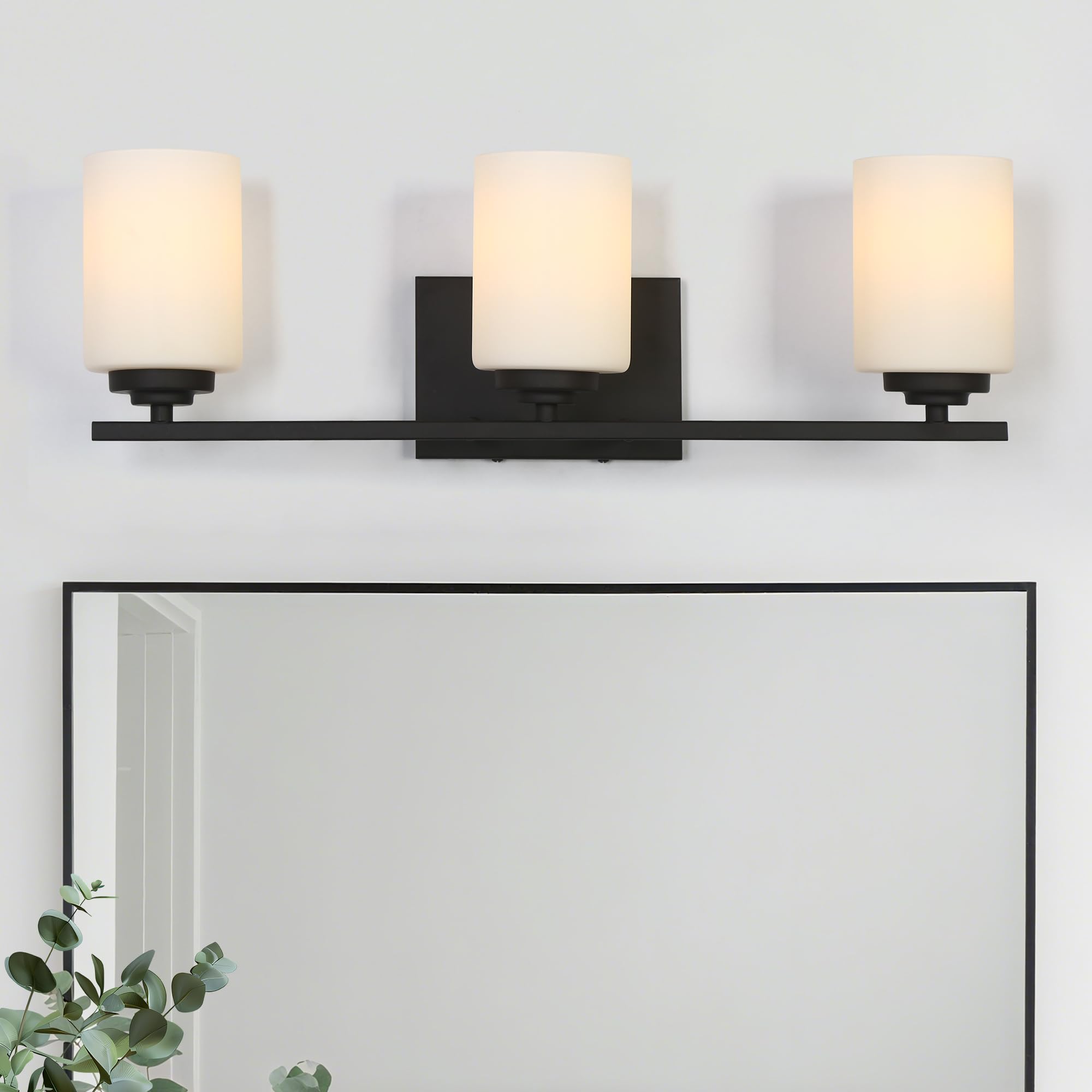 bathroom vanity light fixtures, 3-light oil rubbed bronze wall light with frosted glass, modern farmhouse wall lamp over mirror, up/down mount, picture & gallery lighting