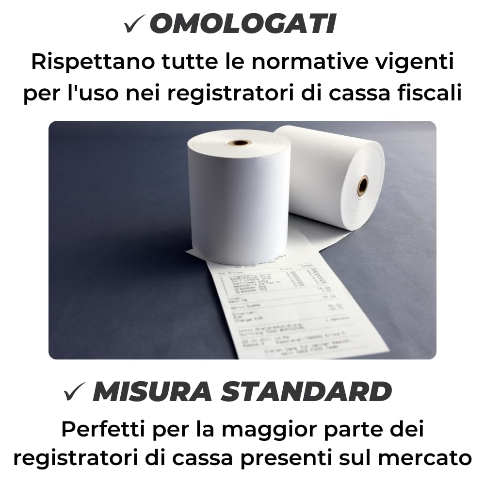 Carta Termica Fiscale 57x30 10 Rotoli Cassa Registratore Fiscale OMOLOGATI