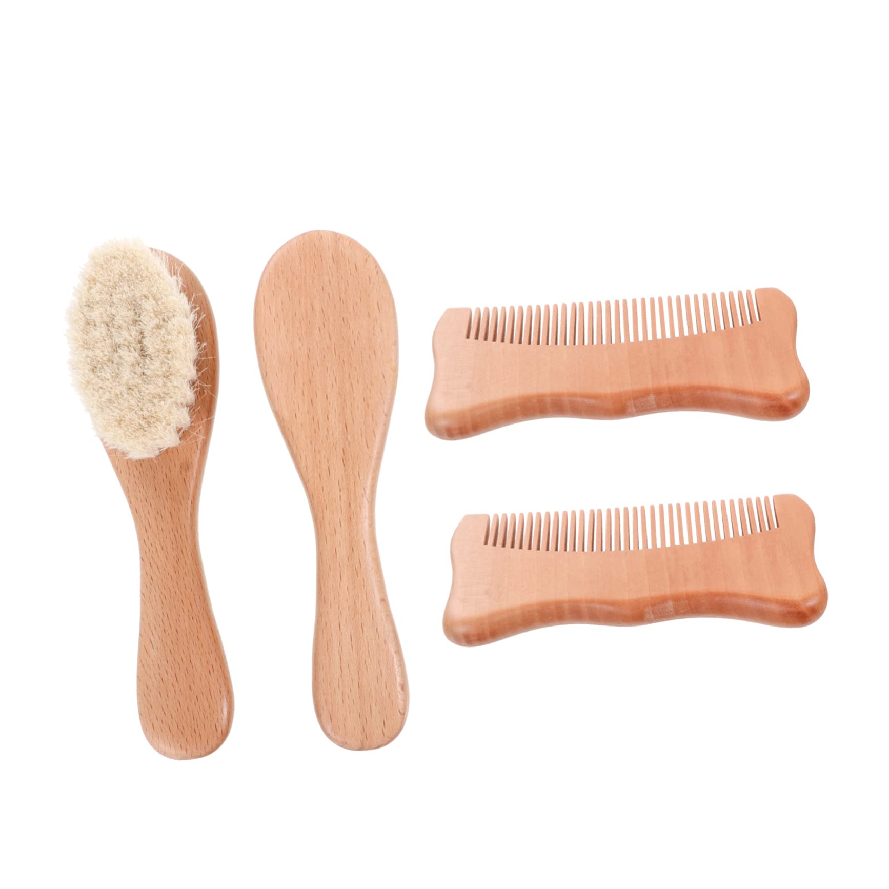 ERINGOGO Baby Hair Woolen Brush Scalp Grooming Product 1 Set of 4 Pcs Natural Materials for Safe Use