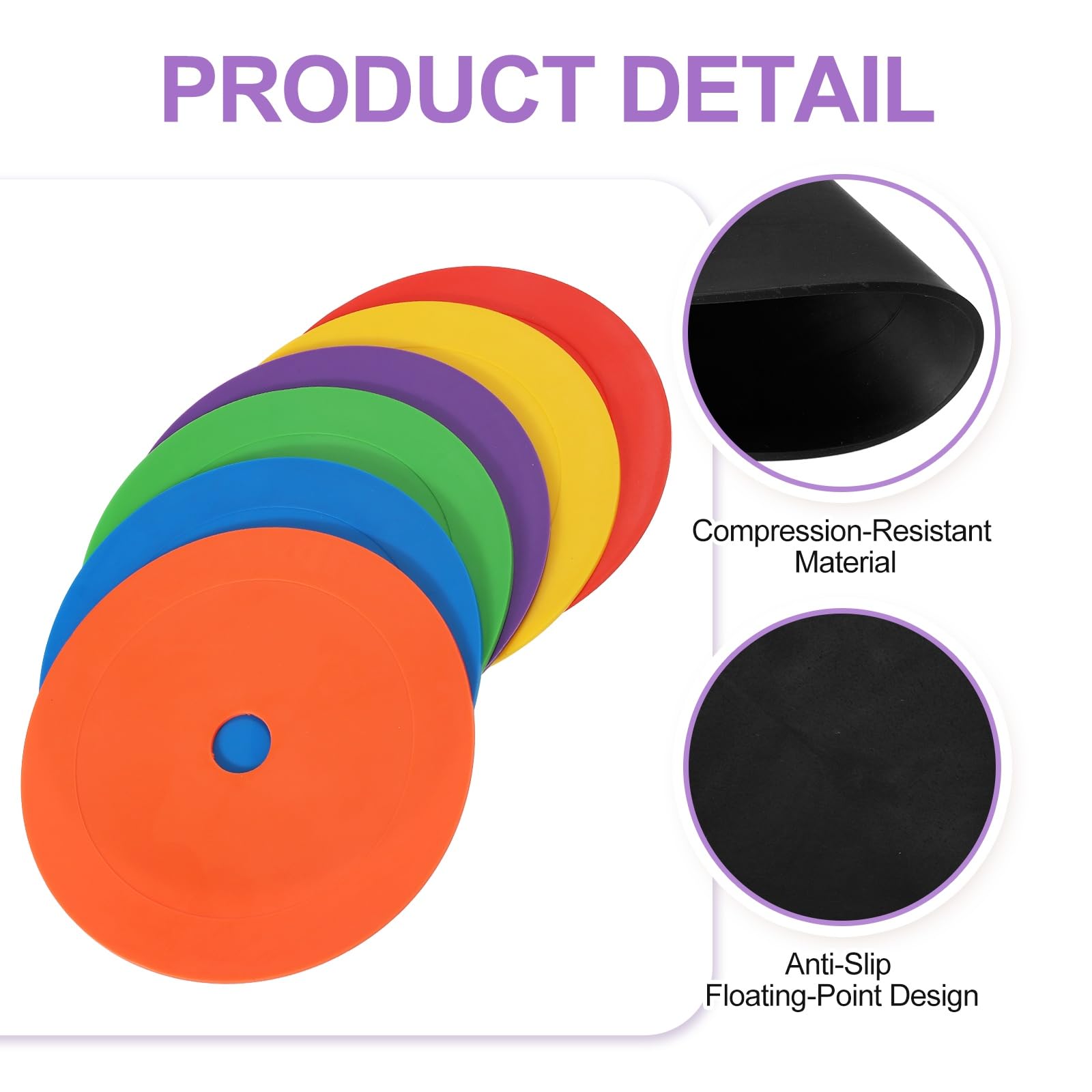 PATIKIL Marqueurs Au Sol 6 Pouces 6 Pcs Pastilles Anti-Dérapantes Cônes Plats Poly Dots avec Trou Sports Noir