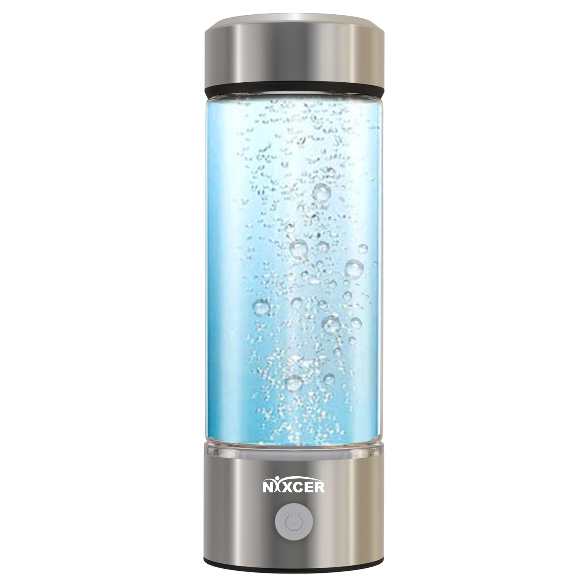 Nixcer Hydrogen Water Bottle Generator - 3 Min SPE PEM Tech, 2025 Model, 420ML Portable Hydrogen Water Machine for Travel, Wellness & Recovery, Ideal for Kids, Men & Women (Silver)