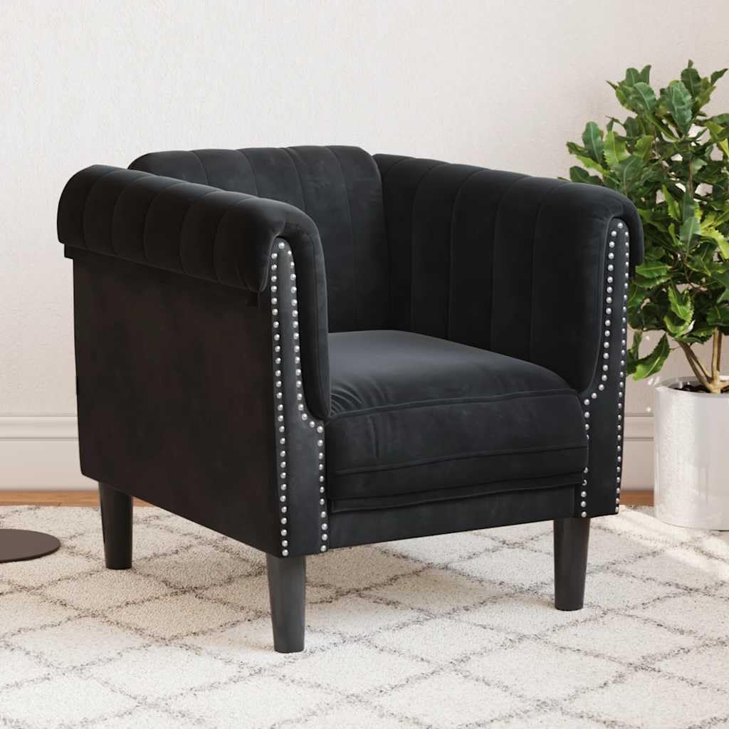 Sofa Chair Black Velvet (100% Polyester) Living Room Furniture