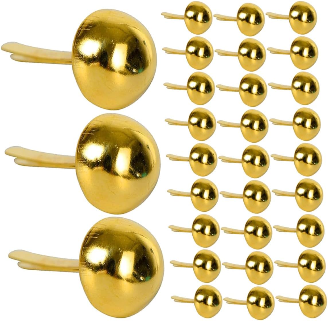 Beavorty 300pcs Round Paper Brads Fasteners for Scrapbooking DIY Craft Projects, Gold Metal Two-Prong Iron Pins for School Art Supplies