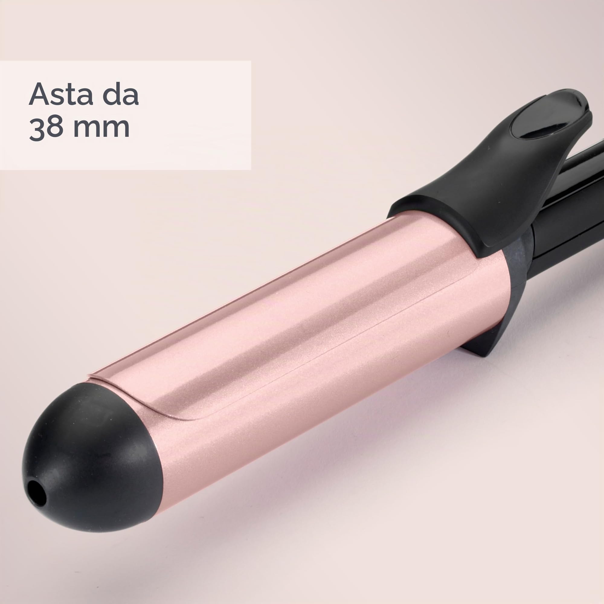 BaByliss C453E Ferro Arricciacapelli Extra Lungo da 38 mm, Quartz Ceramic, Riscaldamento Advanced Ceramics per Onde Morbide a Lunga Durata, 6 Temperature, Nero e Rosa