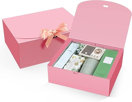 Miniatura 8 de PEKGRIL 15 cajas de regalo con tapas, cajas de regalo rosas de 10 x 8 x 4 pulgadas, caja de propuesta de dama de honor con cinta, cajas de papel