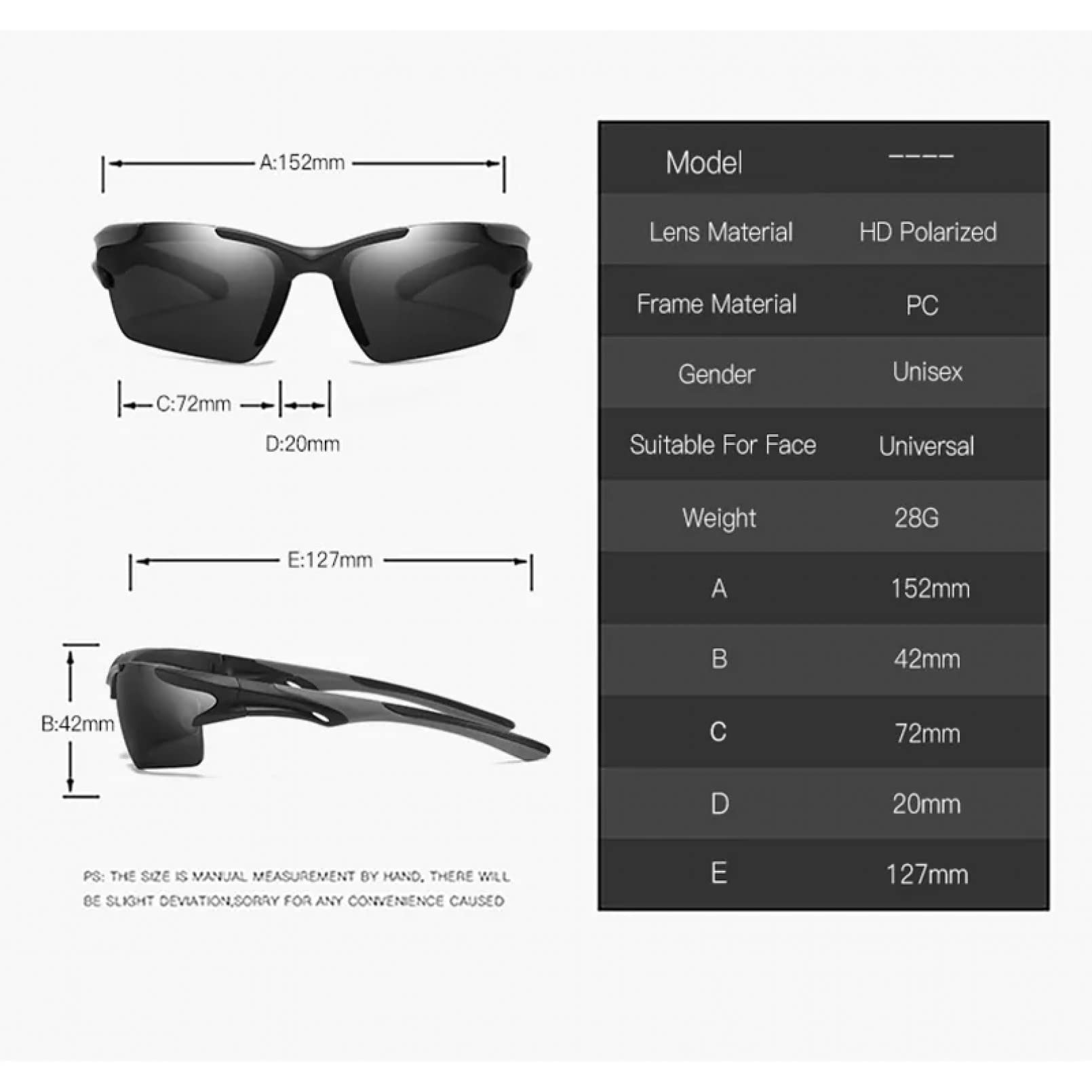Gafas de sol de los hombres de las señoras universales polarizadas deportivas gafas de sol parabrisas Ciclismo al aire libre UV40