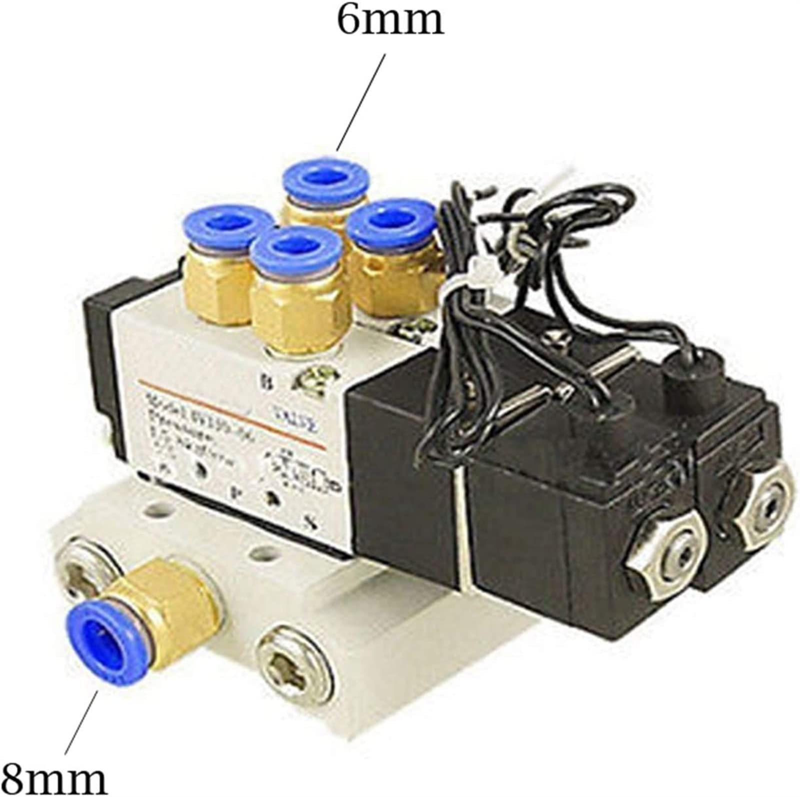 Válvula Solenoide neumática Doble DC12V 24V, silenciador de válvula electromagnética 4V110-06, Juego de Base de Ajuste rápido AC110v 220v útil(6mm Fittings,DC12V)