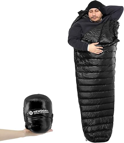 NewDoar Urltra-Light - Saco de dormir de camping de 800 FP blanco sembrado primavera verano al aire libre otoño momia saco de dormir para tienda de