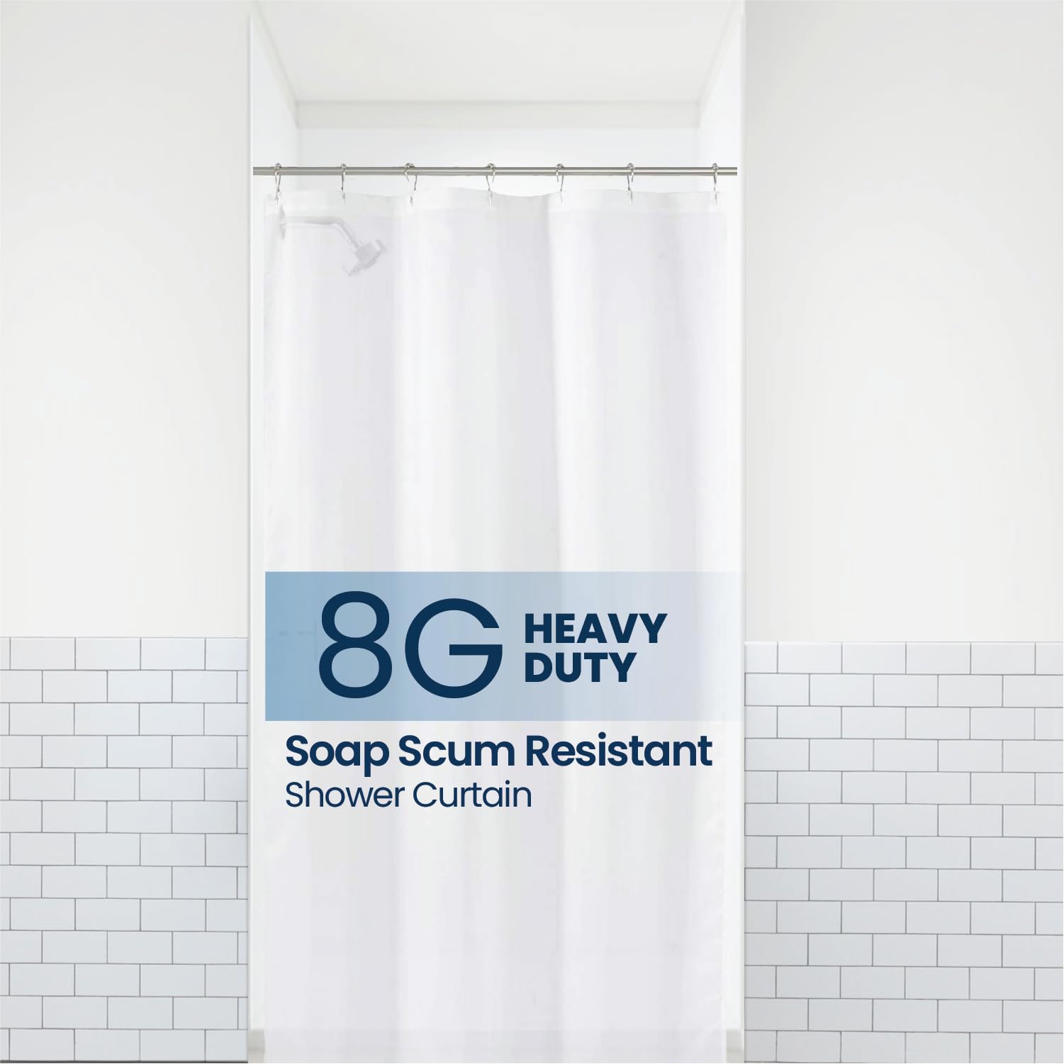 LiBa Bathroom Shower Curtain - Waterproof Plastic Shower Curtain Premium PEVA Non-Toxic with Rust Proof Grommets White 8G Bathroom Accessories 36x72