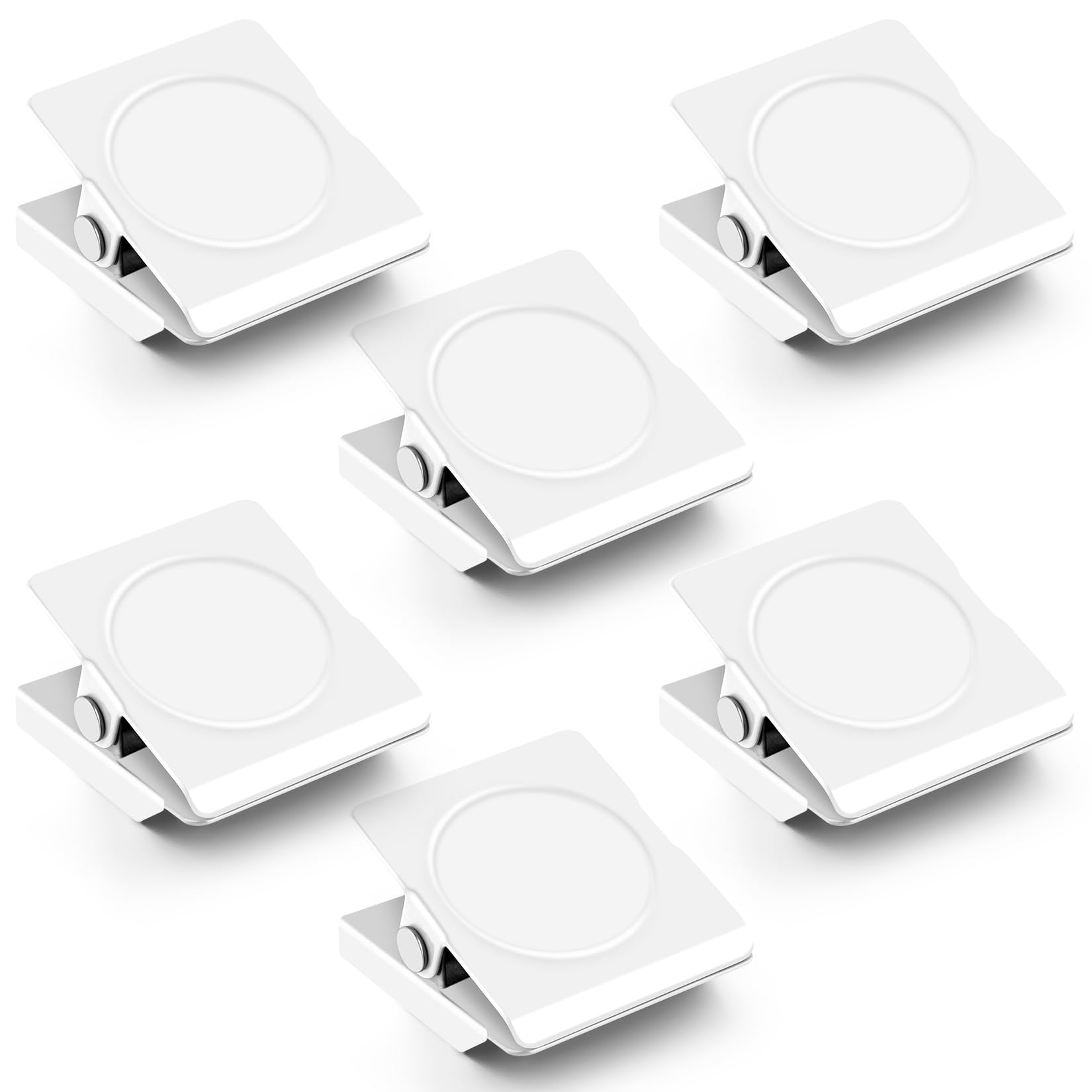 Grtard 6Pack Magnetic Clips Heavy Duty, White Magnet Clips for Fridge, Refrigerator Magnets, Strong Magnetic Clip,Scratch Free Magnets with Clip for