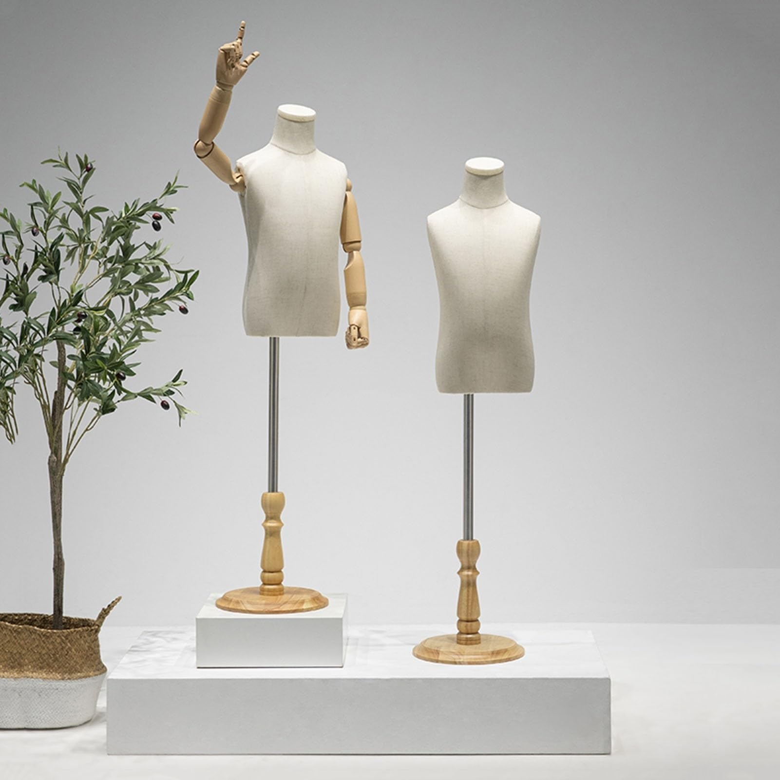 Mannequin de Couture pour Enfants, Buste Ajustable pour Filles et garçons, avec Base Circulaire en Bois pour vêtements, Foulards et vitrines (réf. 80# A).