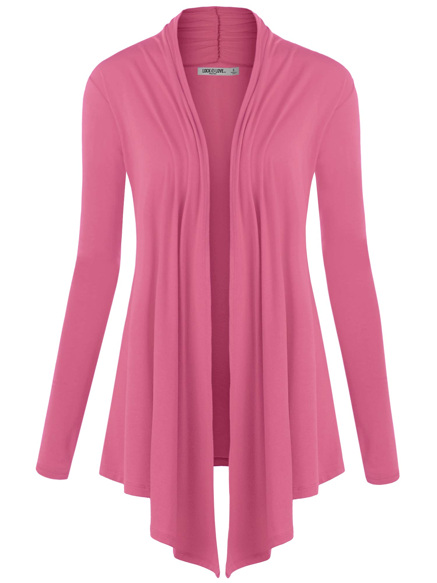 Lock and Love Women's Draped Open Front Cardigan – Lightweight Long Sleeve Asymmetrical Hem Soft Casual Duster Cover Up