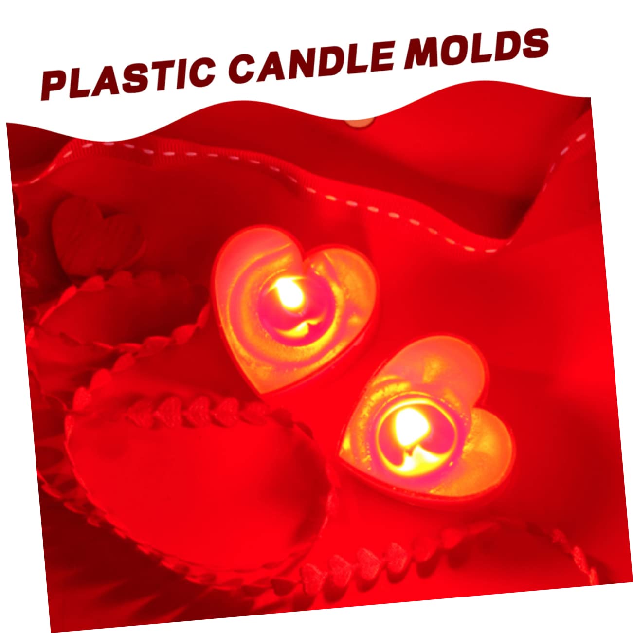 Angoily 5 Set Stampi per Candele Forma Cuore in Plastica Riutilizzabile con Stoppini Lunghi Contenitori per Maker Candele e Cera Adatti per Paraffina Soia Palm Wax e Cera Dapi per Feste e
