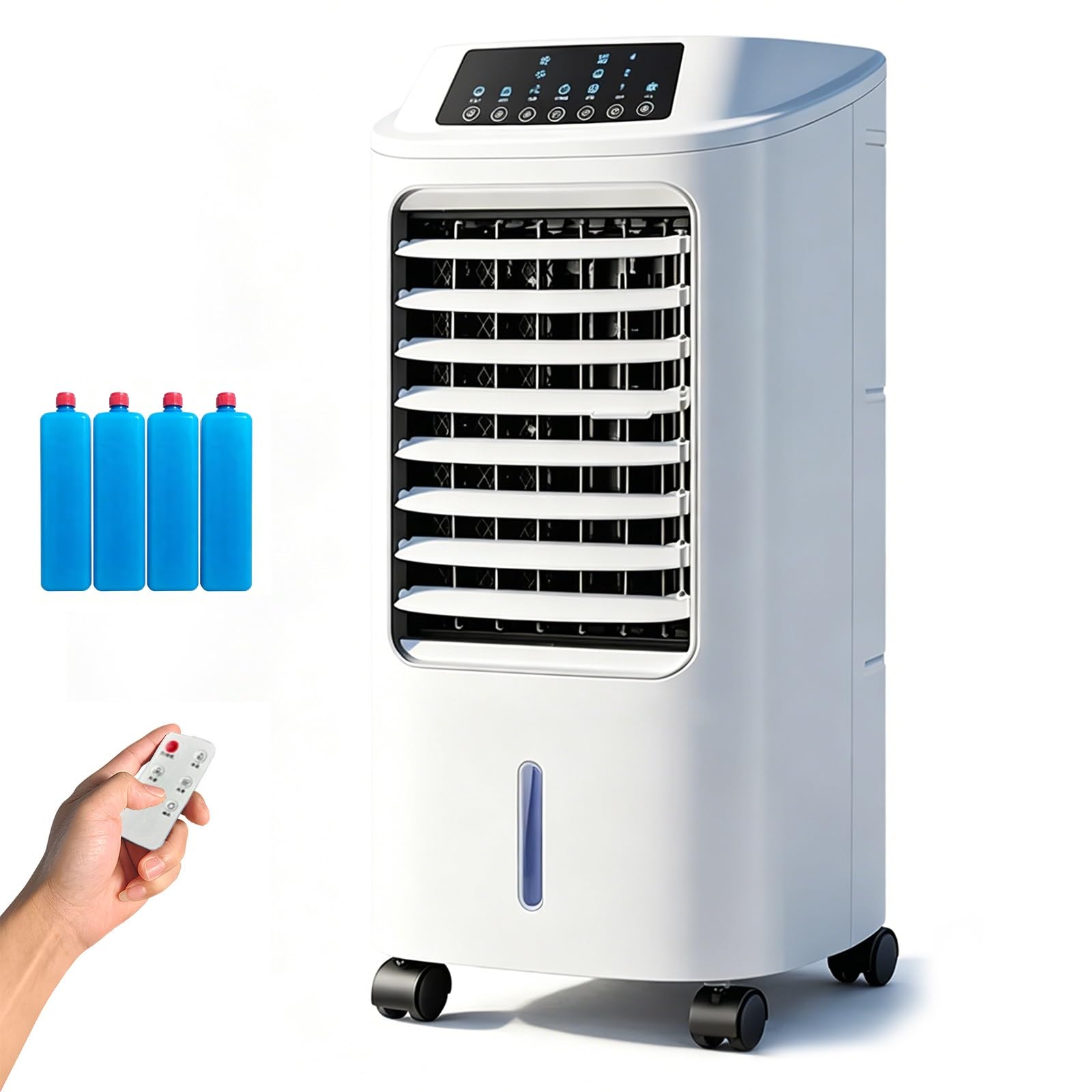 Evaporative Air Cooler, Swamp Cooler Air Conditioner, 1.3 Gal Water Tank, Touch/Remote, 3 Speeds, 7H Timer, 4 Ice Box