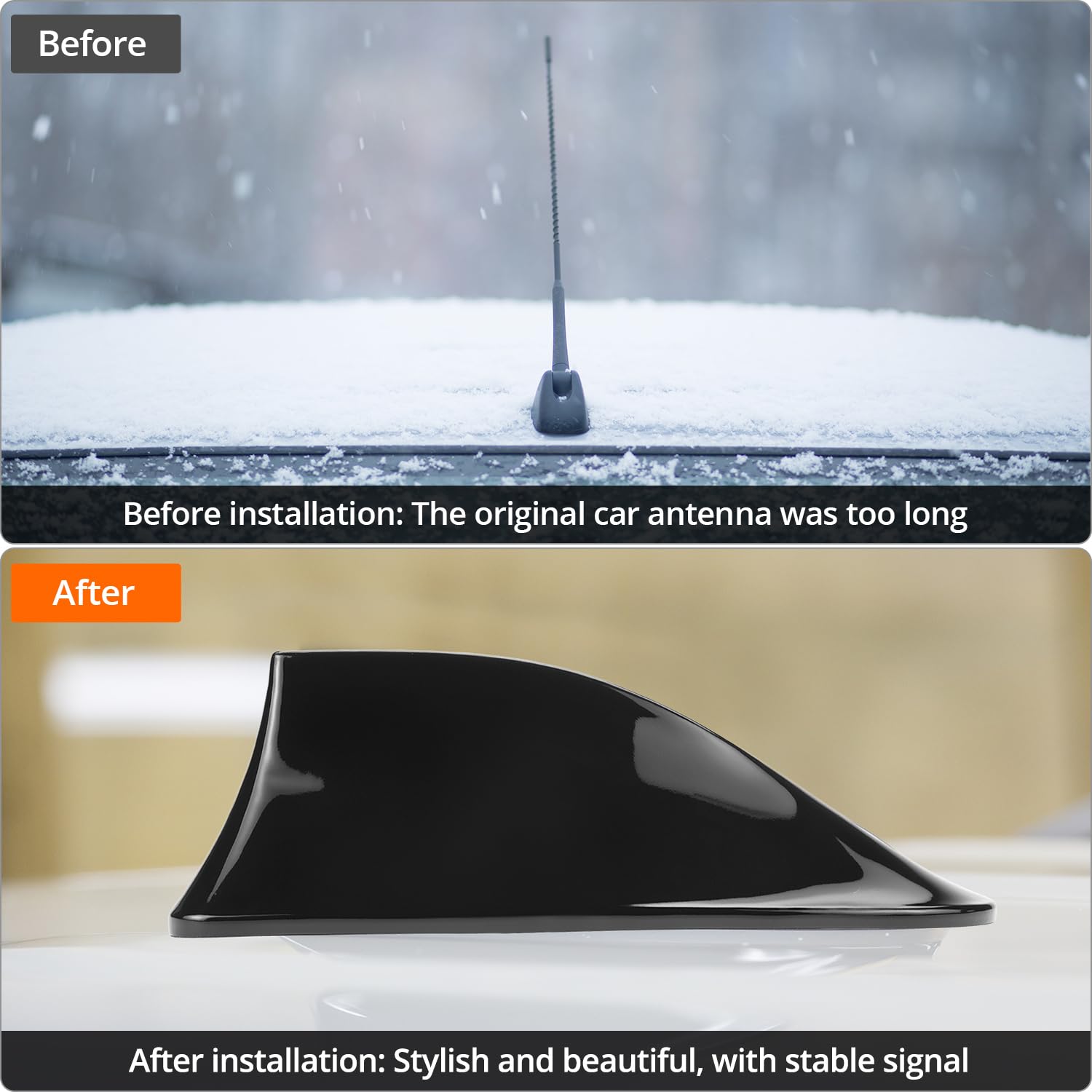 QWORK® Copertura universale per antenna a pinna di squalo per auto - Ricezione del segnale AM/FM con base adesiva per auto, SUV, camion, furgoni