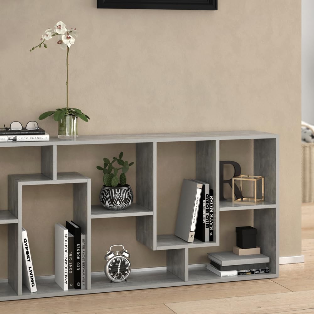 Vicco Raumteiler Noa, Grau, 160.6 x 67.2 cm, geeignet als Raumteiler oder Bücherregal in Z-Form