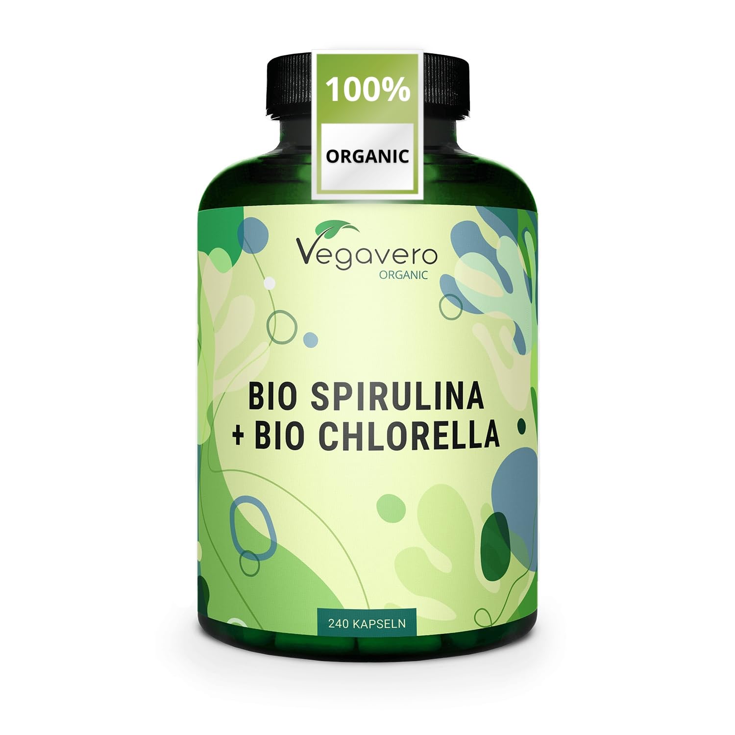 Vegavero Organic Spirulina and Chlorella Capsules High Strength | 2000 mg Per Serving | 240 Capsules | NO Additives | Pure Powder | Vegan