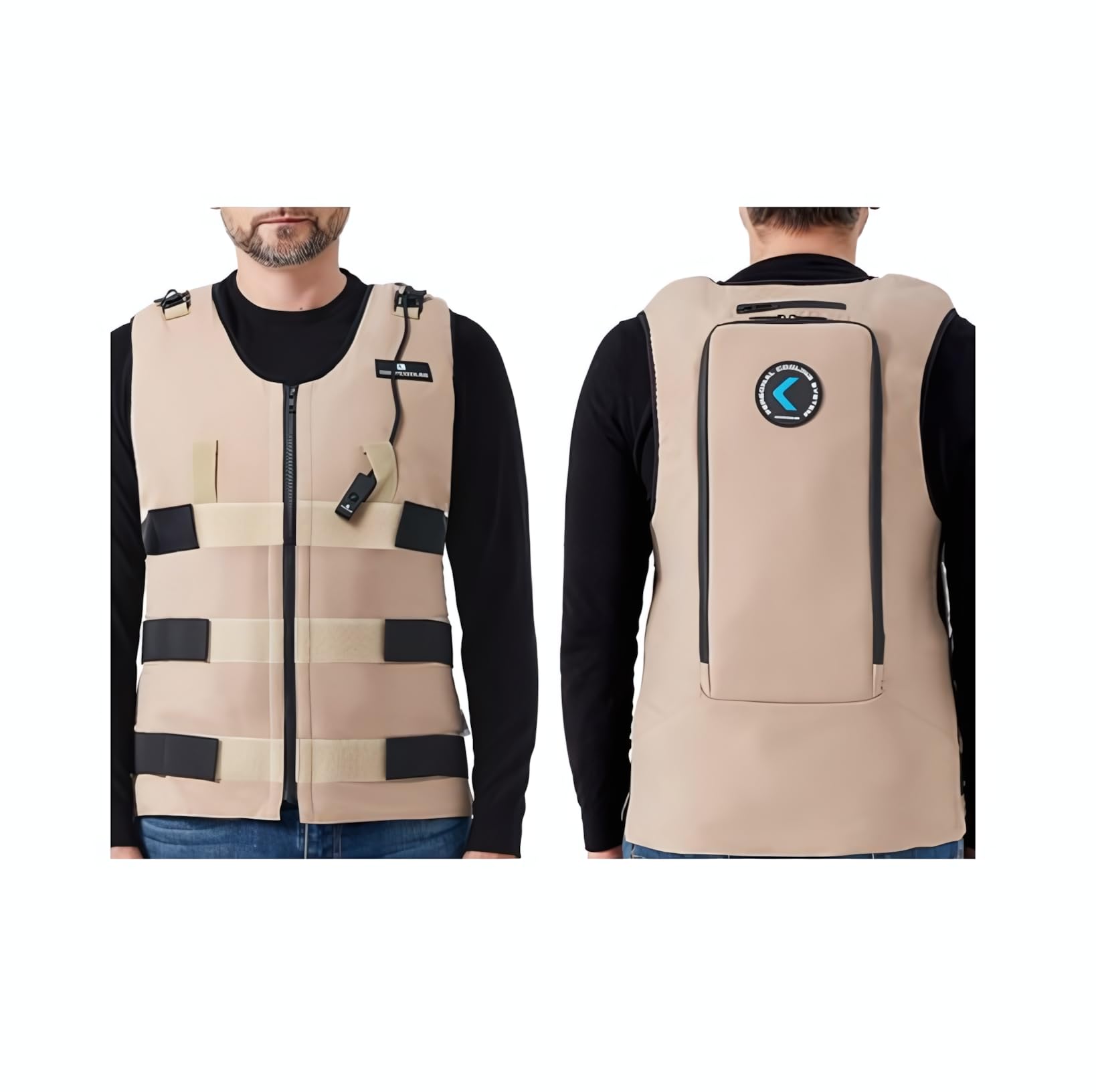 COMPCOOLER Biege UniVest ICE Cooling System,Outerwear Cooling Vest Design,2.5L Bladder Flow Control Mode(M/L)