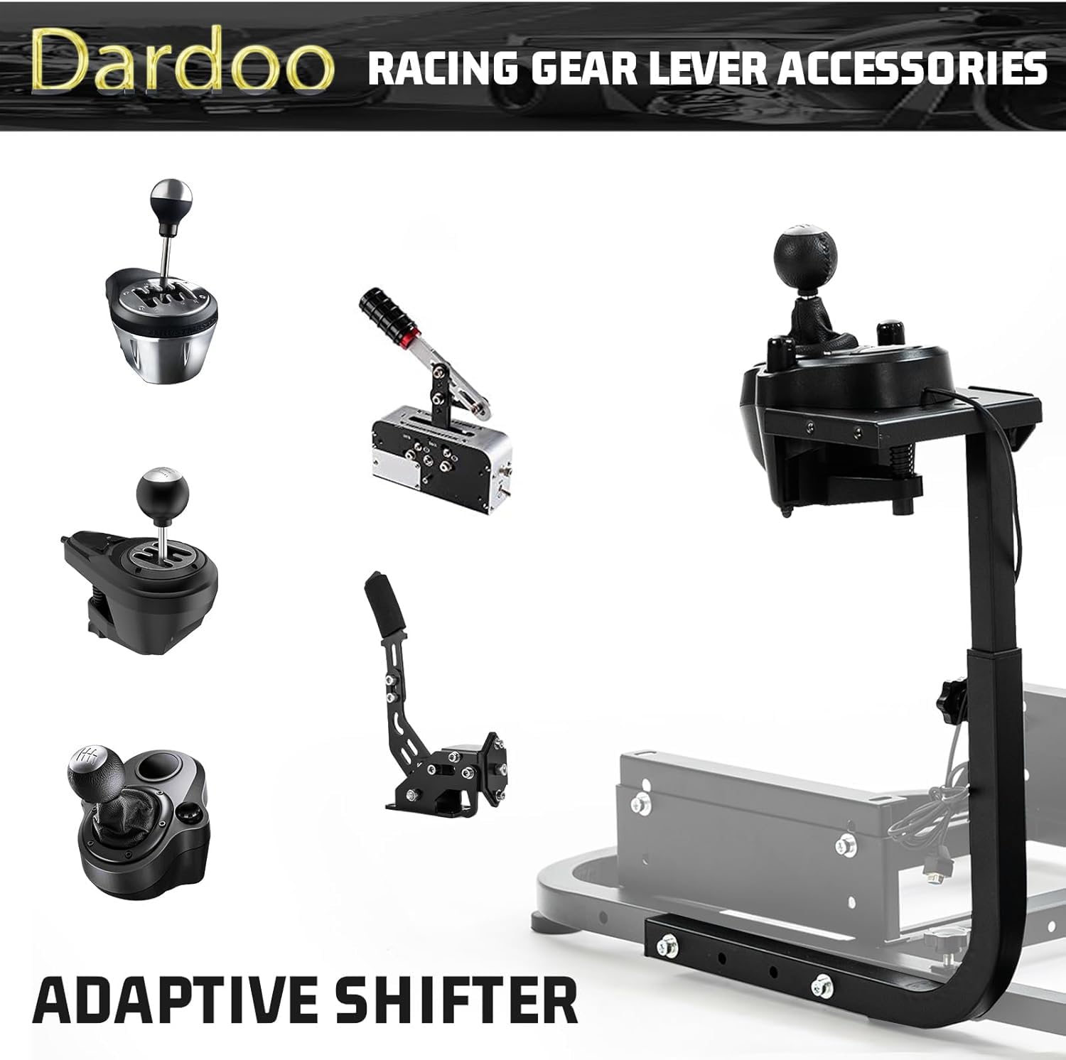 Dardoo Universal Shifter Mount Plattform für Rennsimulator - einstellbare Höhe, Passend für Logitech, für Thrustmaster nur für unsere Cockpits der Square Tube Serie