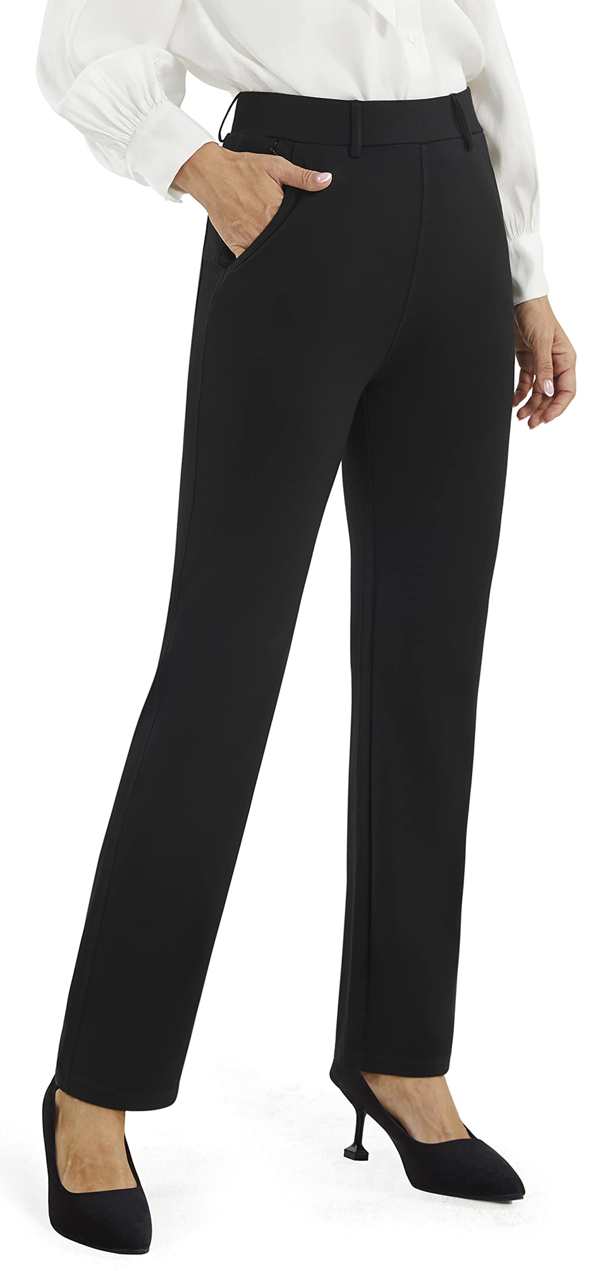 AFITNE Women's Dress Pants 2025 Stretchy Straight Leg Yoga Work Slacks with Pockets Business Casual Pants Petite/Regular/Tall