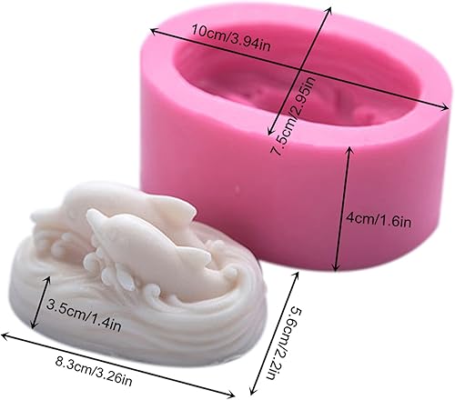 Miniatura 2 de Moldes de silicona de delfín, delfines de familia, arte de silicona, moldes de artesanía de animales, molde de fondant para hornear, moldes de jabón
