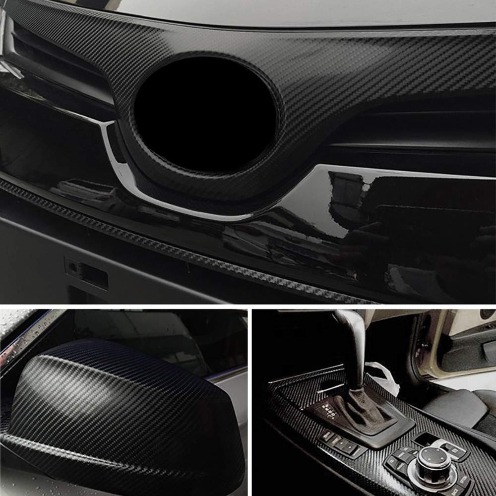 Autofolie 60x500 cm 4D Carbon Faser Vinyl Film Wasserdicht DIY Auto Außen Interne Aufkleber Autos Aufkleber Wrapping Film Auto Styling Auto Folie (Color : Light Blue)