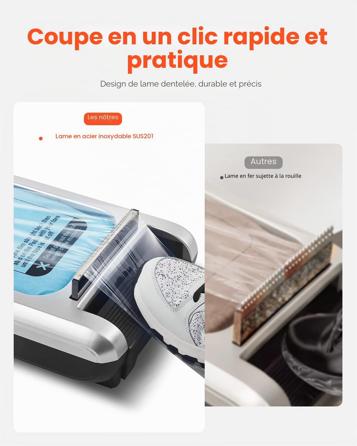 VEVOR Distributeur Automatique de Couvre-chaussures, avec 1 Rouleau de 600 Pièces Membranes Jetables Antidérapantes, Pointure Jusqu'à Taille US 11, pour Maison, Bureau, Labo, Usine, Hôpital, Argent