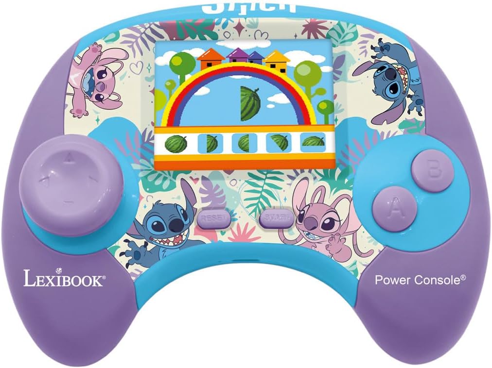 Lexibook, Disney Stitch, Power Console®, Educational Bilingual Game Console with 100 Activities, English/Spanish, JCG100Di2