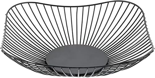 Miniatura 5 de Paquete de 2 cestas de frutas de alambre de metal, 10 pulgadas, color negro, para encimera de cocina, frutero, soporte para verduras para pan,