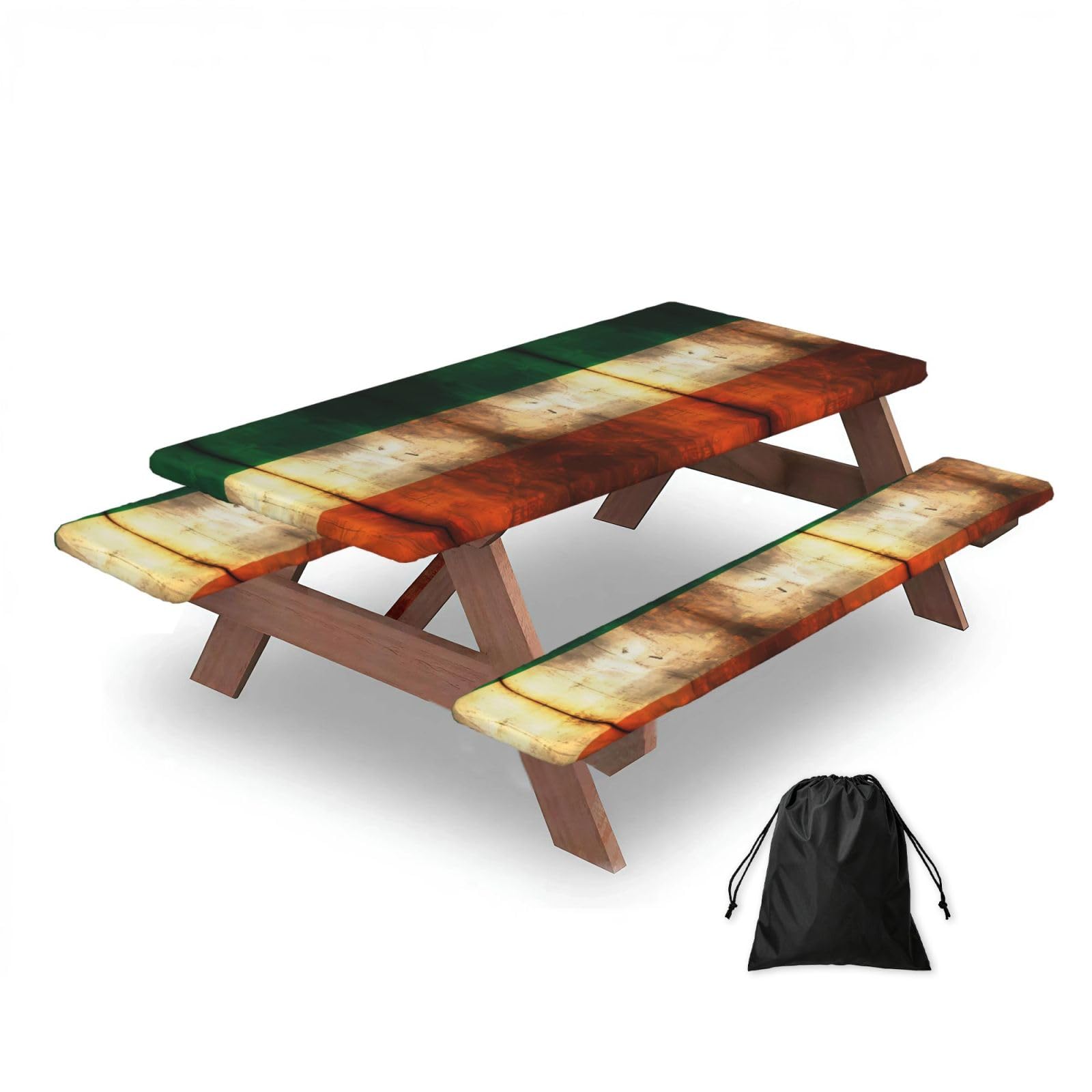 Retro Irish flag Rectangular water-repellent picnic tablecloths, outdoor camping, picnic, BBQ