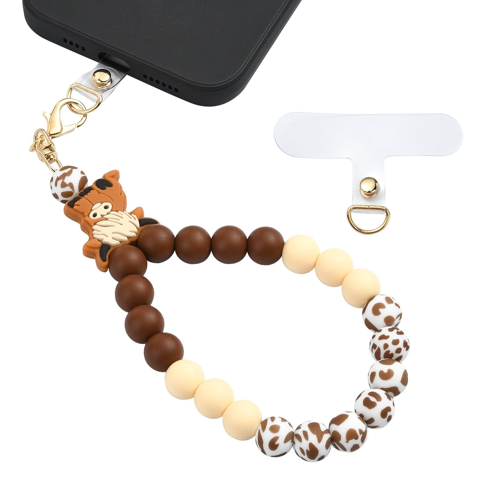 Ornaland Silicone Beaded Phone Wrist Strap Phone Charm Strap Elastic Hands Free Wristlet Suitable for Case Camera Backpack Keychains Wallets(