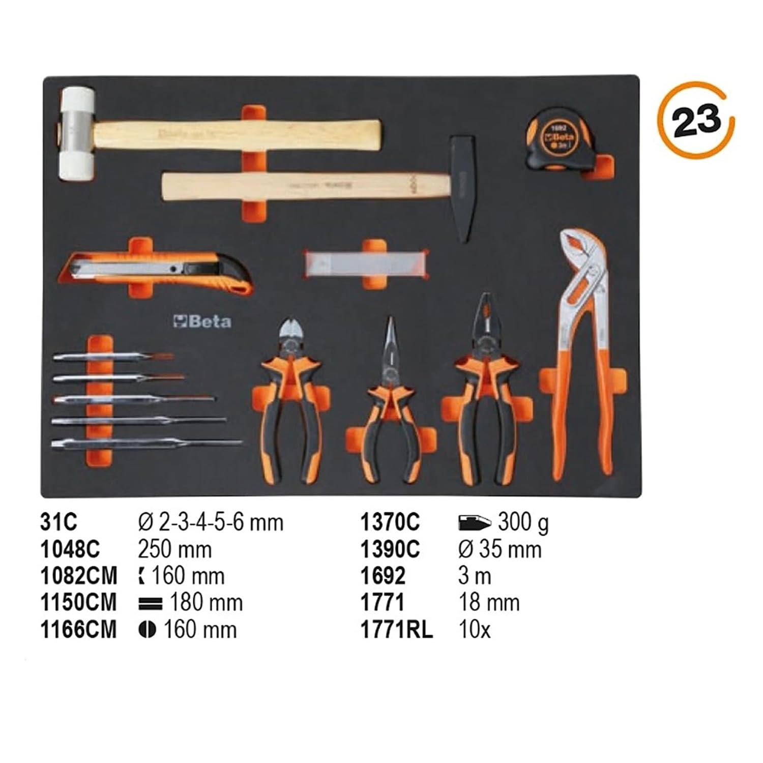 Beta Cassettiera 6 cassetti con assortimento 196 utensili C04BOX VU M. 024002201
