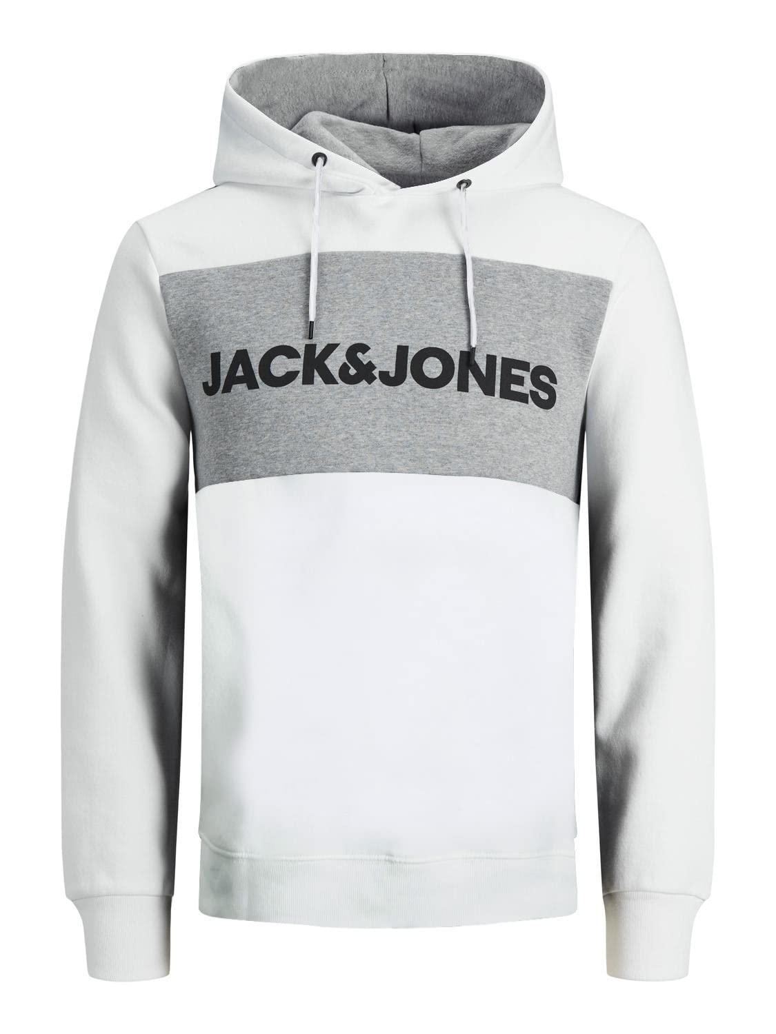 JACK & JONES Herren JJELOGO Blocking Sweat Hood, Weiß (White/Reg) , XL