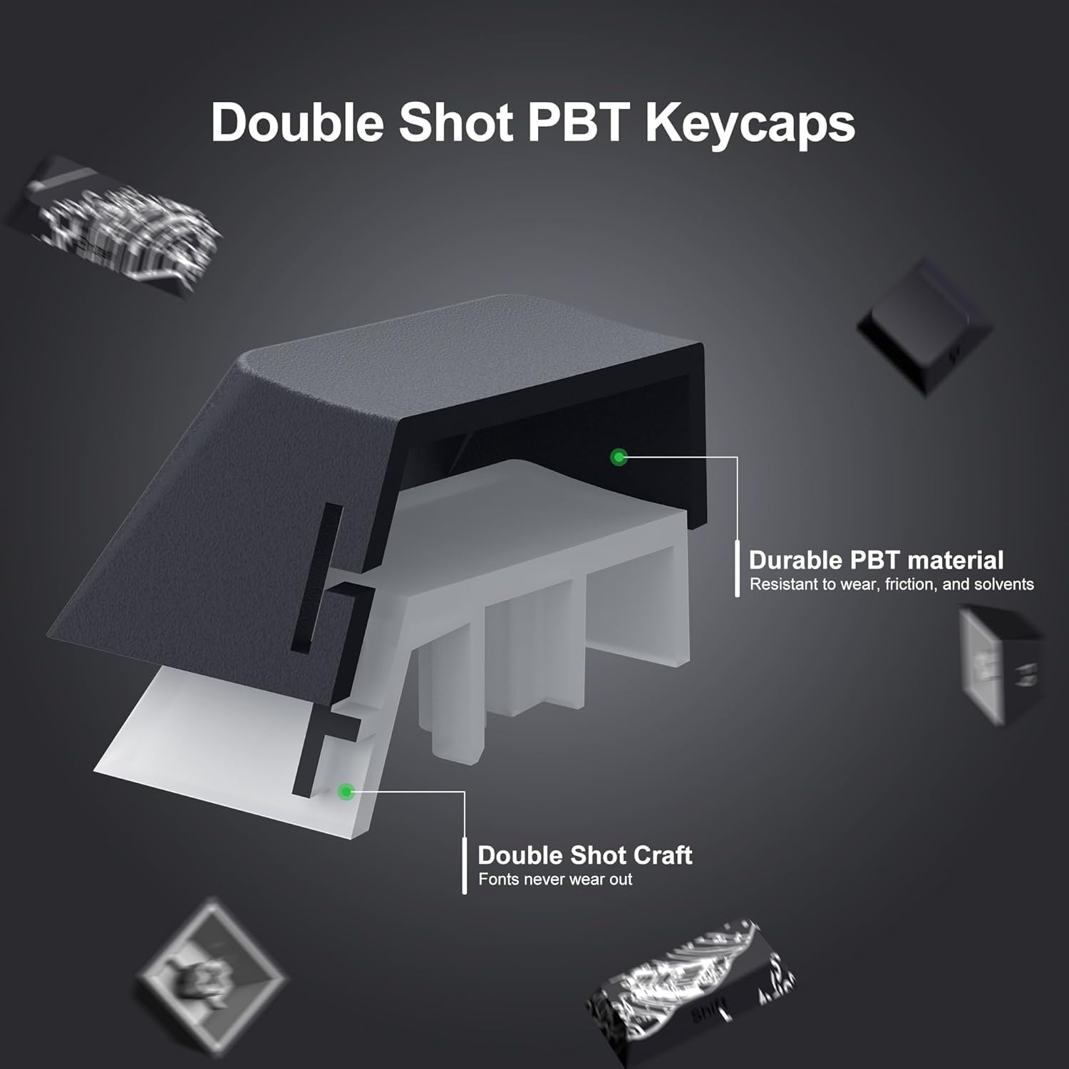 Catekro Shine Through Keycaps PBT Dye Sub Keycap Set, Side Print Keycaps, 131 Touches Cherry Profile Custom Keycaps, Wave of Kanagawa Double Shot Key Caps pour Claviers Mécaniques