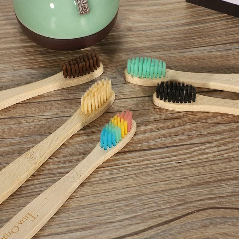 Miniatura 7 de 102040PCS Cepillo de dientes colorido Juego de cepillos de dientes de bambú cerdas suaves de carbón de bambú cepillos de dientes cuidado oral (40