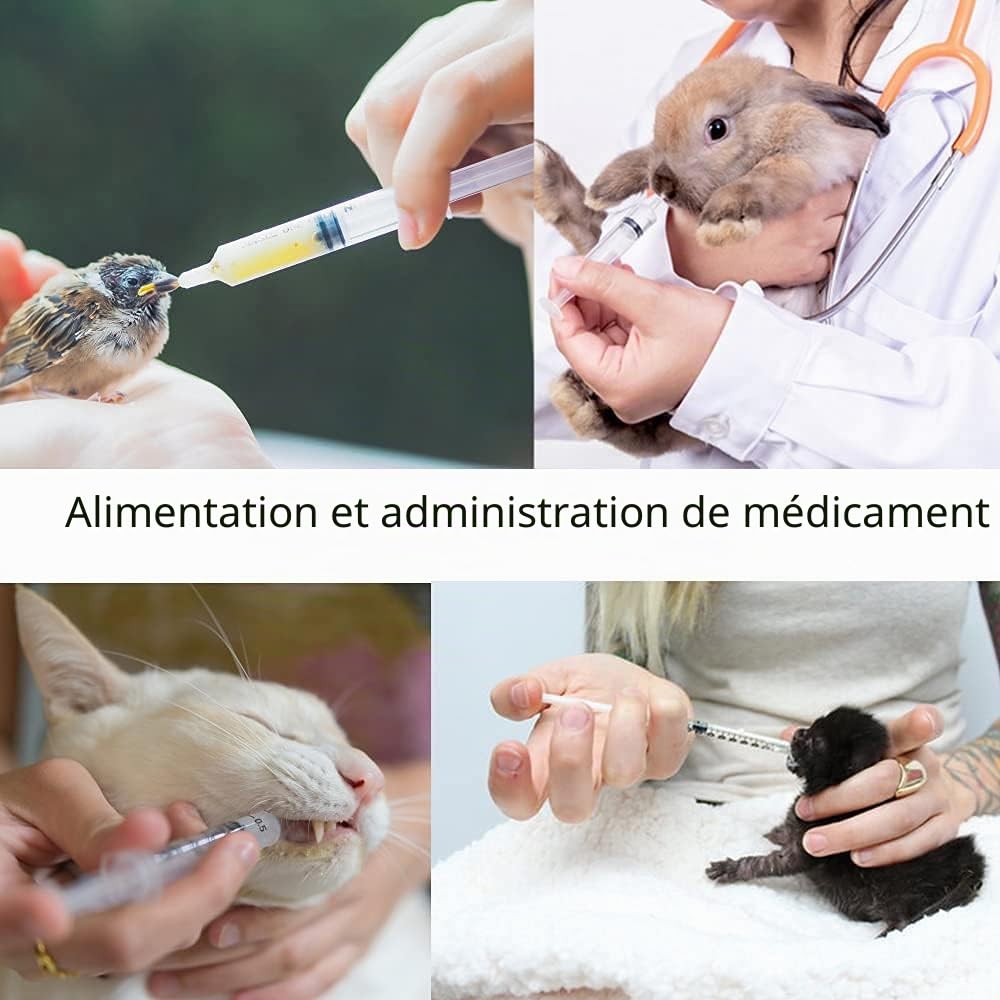 Lot de 10 seringues 1 ml, 3 ml, 5 ml, 10 ml, 20 ml, 5 tailles de dosage, réutilisables, sans aiguille, parfaites pour l'alimentation animale, l'arrosage des plantes et les expériences de laboratoire