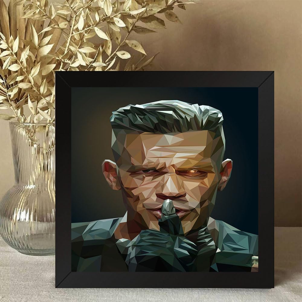 GADGETS WRAP Printed Photo Frame Matte Painting for Home Office Studio Living Room Decoration (10x10inch Black Framed) - Josh Brolin Deadpool 2 Lowpoly