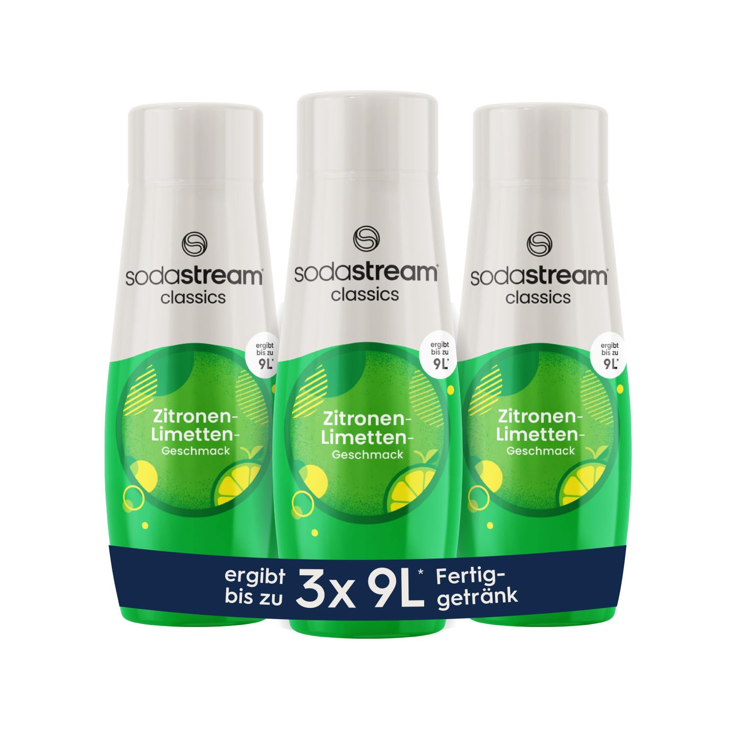 SodaStream Sirup 3x Zitrone-Limette, 1x Flasche ergibt 9 Liter Fertiggetränk, Sekundenschnell zubereitet und immer frisch, 3x 440 ml