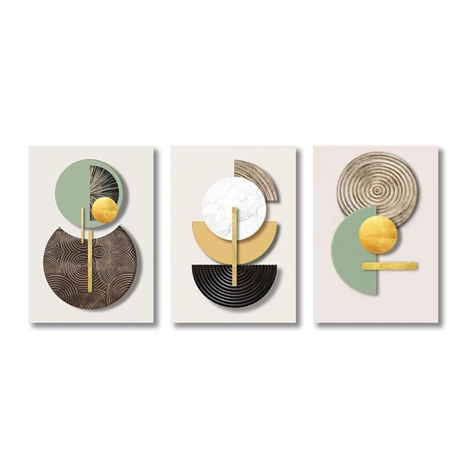 Tableau déco nature vert et doré avec affiche géométrique abstraite sur toile (40x60cm)
