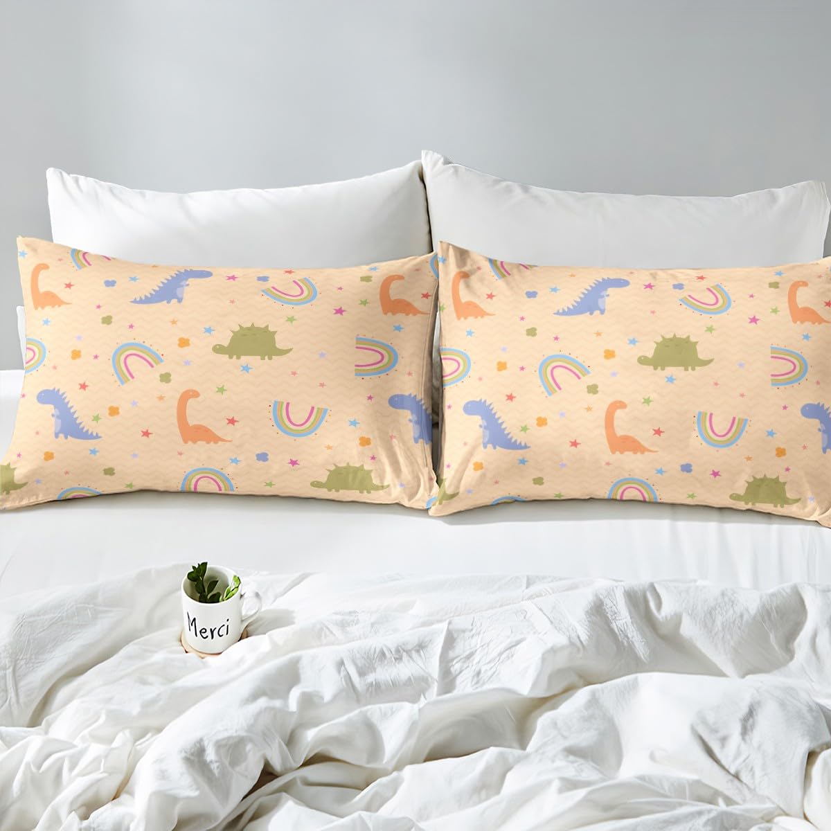 Set di biancheria da letto con dinosauro, motivo: dinosauro, per bambini, ragazzi, ragazze, colorati, animali della giungla, traspirante, colore bianco, set di lenzuola per letto matrimoniale