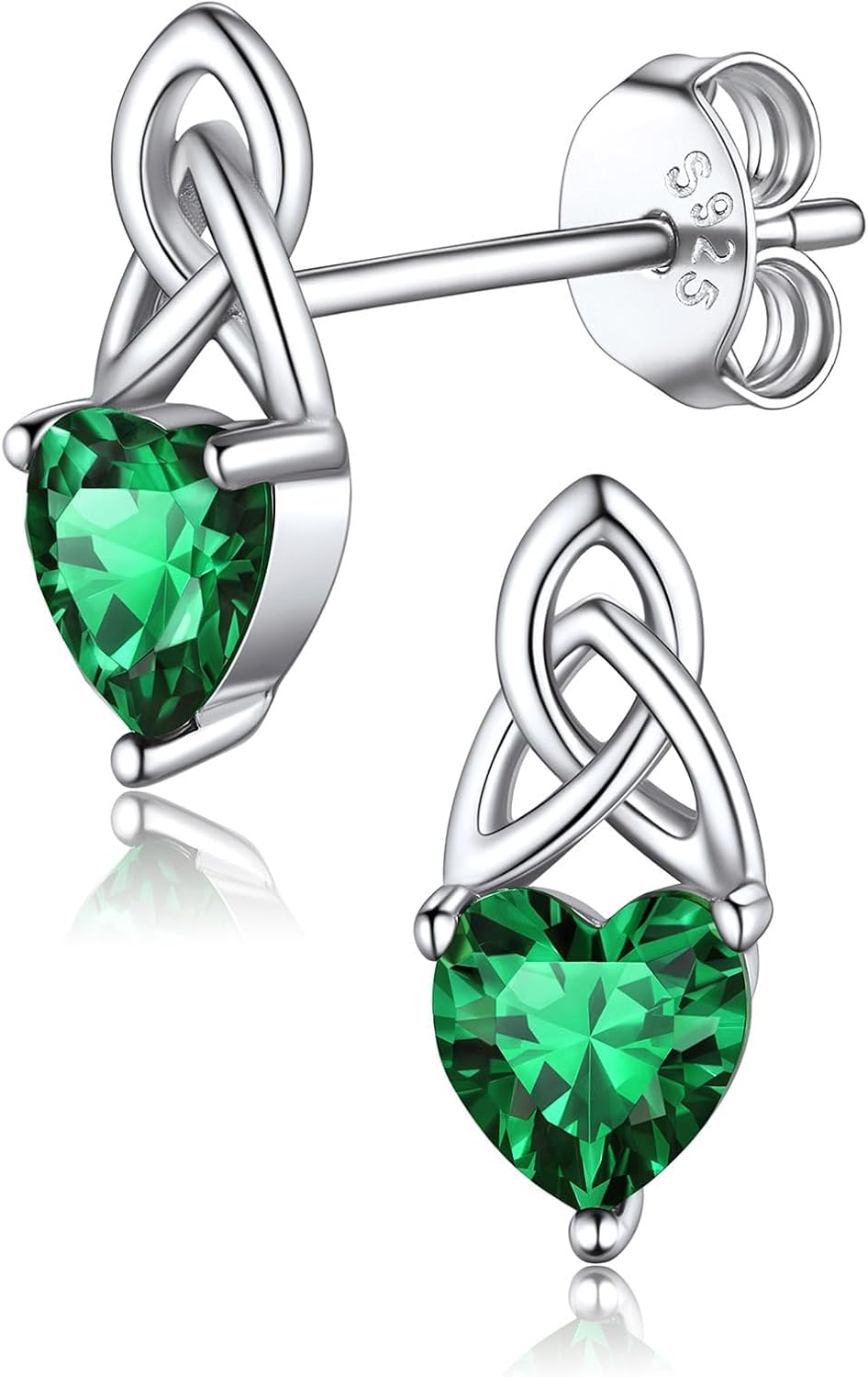 FaithHeart 925 Sterling Silver Birthstone Earrings for Women, Dainty Heart/Princess Cut/Celtic Knot/Cross Birthstone Stud Earrings for Women Pure Silver Birthstone Jewelry Gifts for Mom Daughter Wife