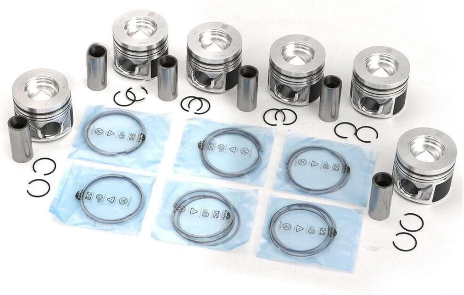 6pcs 059107065DF 059198151N TDI Diesel Pistons&Rings Kit Φ83.01mm Φ30mm Compatible with A4 A5 A6 A7 A8 Q5 Q7 3.0 Compatible with VW Touareg Phaeton