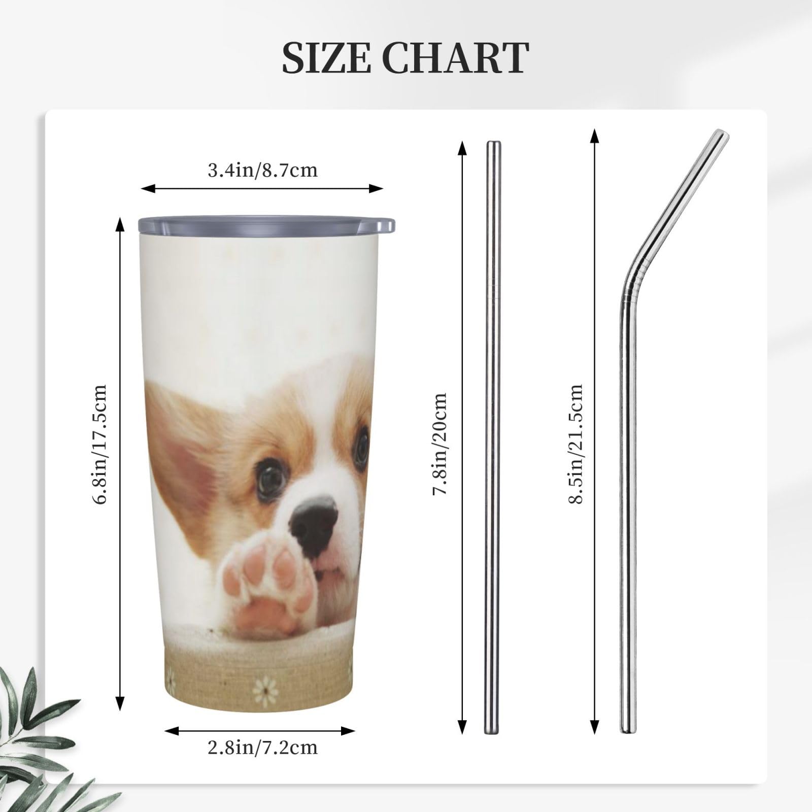 Uroczy kubek ze stali nierdzewnej z nadrukiem Corgi kubek samochodowy przenośny kubek termiczny
