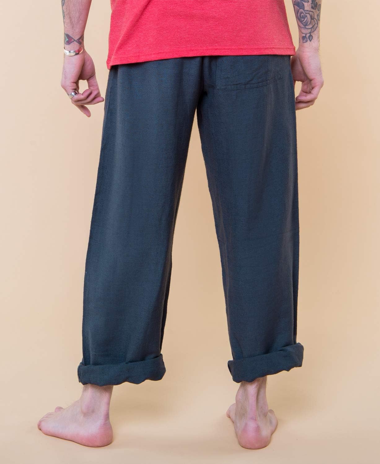 Soul Flower Men's Hemp Yoga Pants - Casual Unisex Lounge Bottoms with Pockets for Men and Women