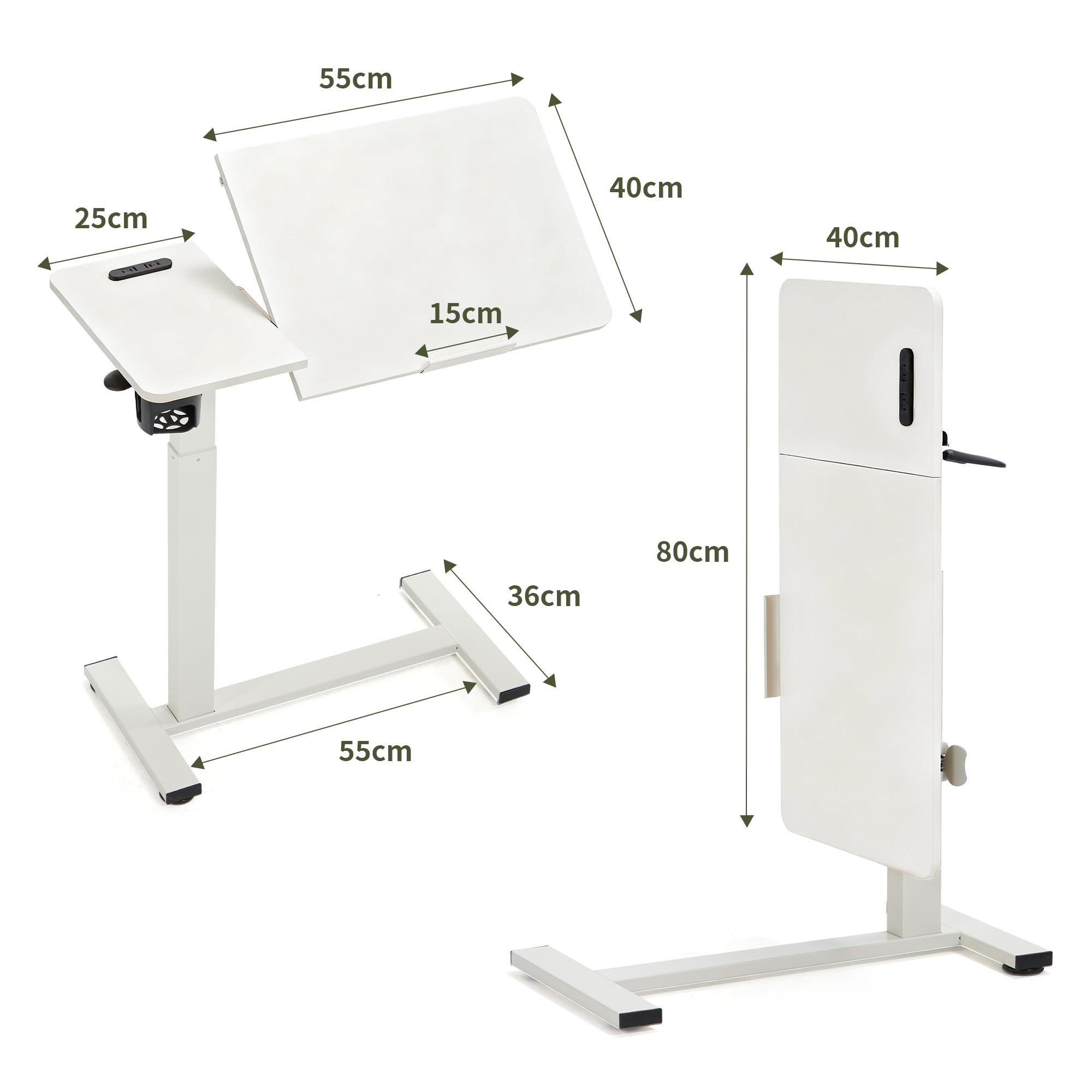 Amazon｜LEADHIGH サイドテーブル キャスター付き 折りたたみ 昇降式