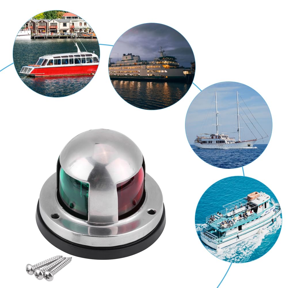Luci Di Via Barca,12V Luce di Navigazione,Luci di Prua con Led Rosso e Verde IP68 Impermeabile In Acciaio Inossidabile Lampada di Segnalazione Notte per Barche Ricambi Barca Yacht