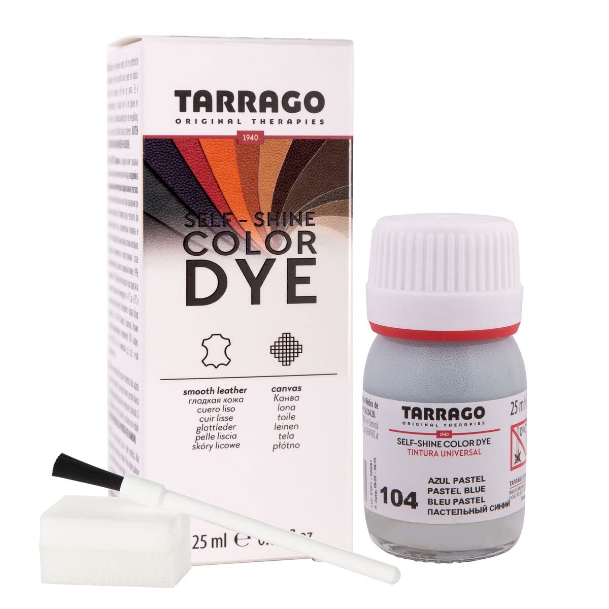Tinte para Zapatos y Bolsos de Cuero y Textil con Esponja y Brocha | Cubre Rozaduras y Desgastes del Calzado | Gama de 90 colores — view 4