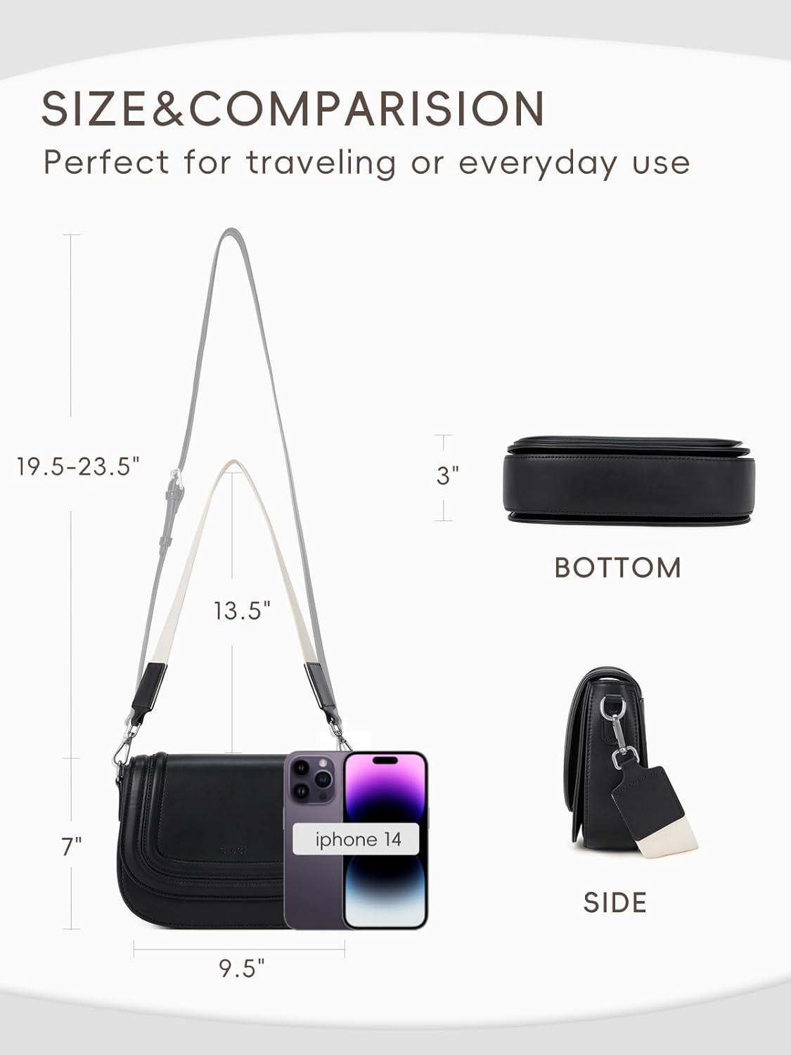 CLUCI Womens Purses and Handbags, Soft Vegan Leather Hobo Bags with Adjustable Strap, Lightweight Slouchy Shoulder Bag - Image 3