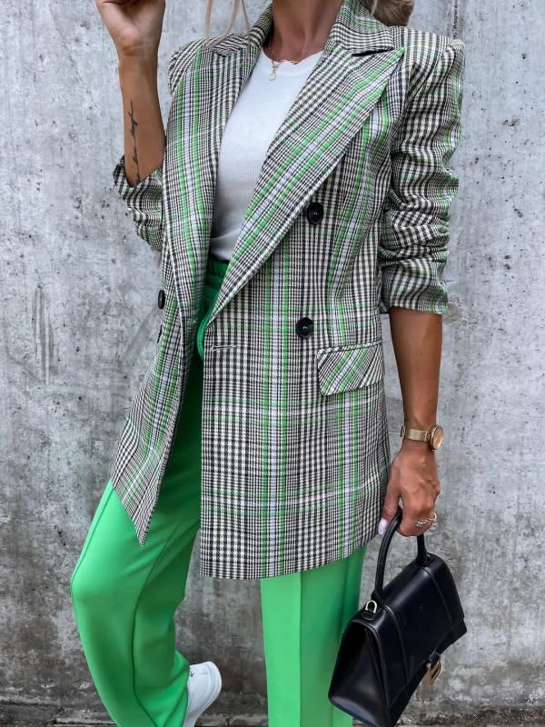 utcoco Womens 2025 Business Casual Blazers Notched Lapel Double Breasted Work Office Blazer Jacket2